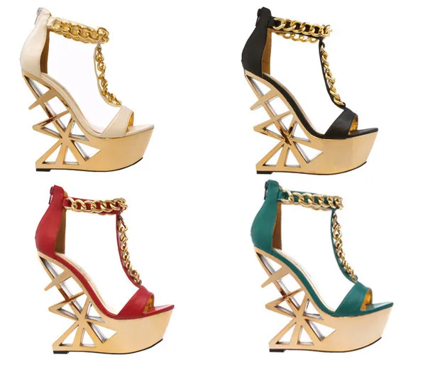Newest Style Women Solid Color Metal Chain Decoration Strange Heel Platform Sandals Summer Fashion Back Zipper Open Toe Shoes
Newest Style Women Solid Color Metal Chain Decoration Strange Heel Platform Sandals Summer Fashion Back Zipper Open Toe Shoes