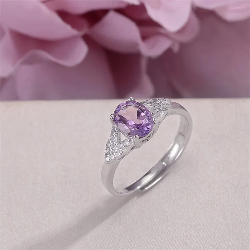 Fine Jewelry Rings For Women S925 Silver Natural 8*6mm Amethyst Purple Oval Gemstone Adjustable Ring Wedding Bands R-AM008
Fine Jewelry Rings For Women S925 Silver Natural 8*6mm Amethyst Purple Oval Gemstone Adjustable Ring Wedding Bands R-AM008