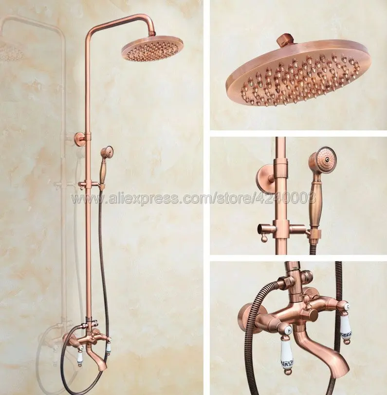 Antique Red Copper Bathroom Rainfall Shower Faucet Set Bathtub Mixer Tap With Hand Sprayer Wall Mounted Bath Shower Sets Krg543
Antique Red Copper Bathroom Rainfall Shower Faucet Set Bathtub Mixer Tap With Hand Sprayer Wall Mounted Bath Shower Sets Krg543