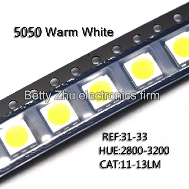 

1000PCS/LOT 5050 SMD LED warm white light-emitting diodes highlighted bright