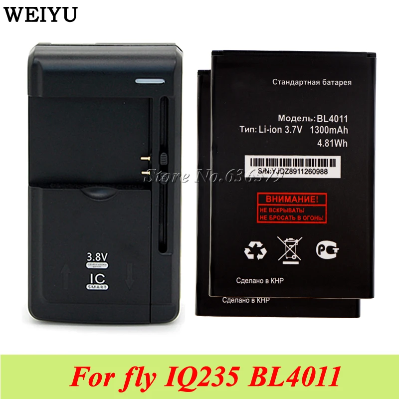 1LOT=2PCS BL4011 Battery for fly IQ235 IQ 235 Accumulator 1300mAh+1PC Universal Charger
1LOT=2PCS BL4011 Battery for fly IQ235 IQ 235 Accumulator 1300mAh+1PC Universal Charger