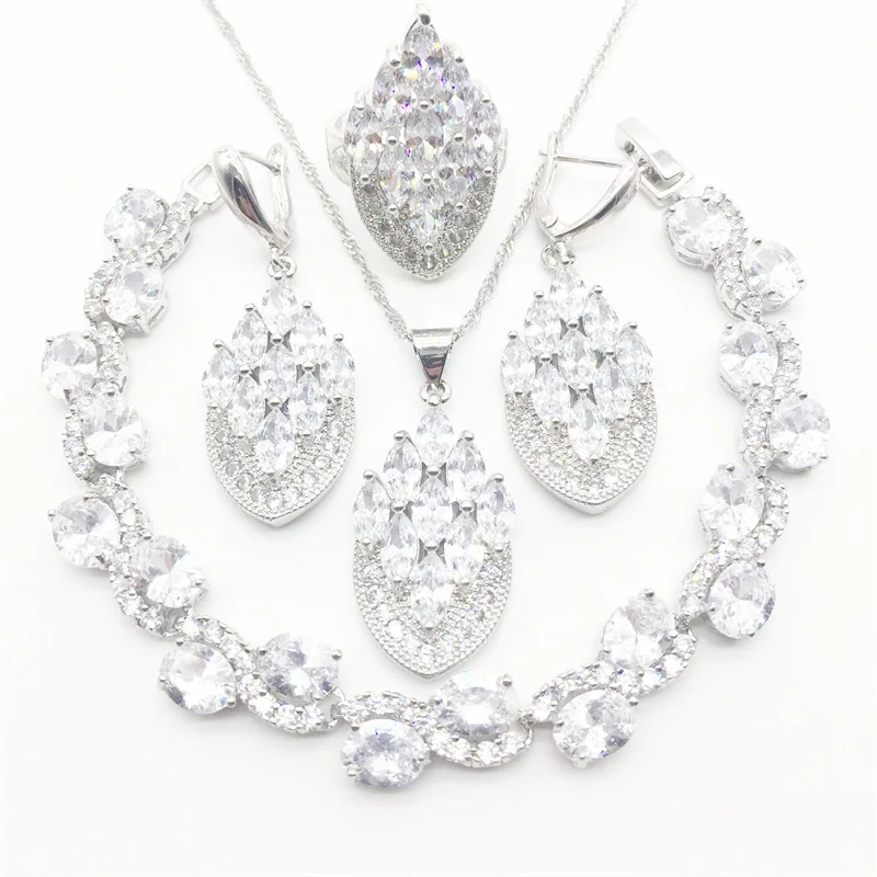 white Drop Zircon Women Silver 925 Bridal Jewelry Sets Decorating Earrings With Stones Pendant&Necklace/Rings/Bracelets Gfit
white Drop Zircon Women Silver 925 Bridal Jewelry Sets Decorating Earrings With Stones Pendant&Necklace/Rings/Bracelets Gfit