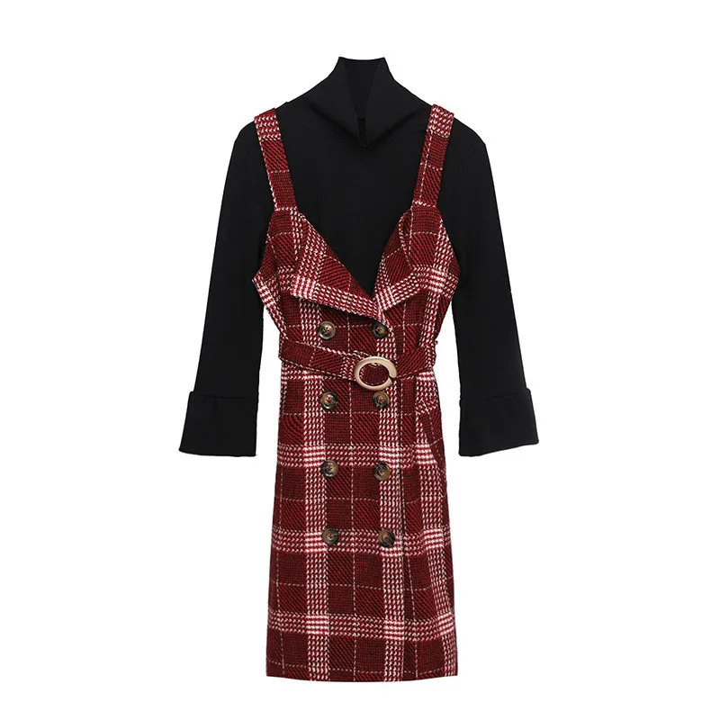 Plus Size Spring New Fashion Women 2 Piece Sets Sashes Turtleneck Ruffles Sleeve Tops And Plaid Woolen Dress Casual Suits
Plus Size Spring New Fashion Women 2 Piece Sets Sashes Turtleneck Ruffles Sleeve Tops And Plaid Woolen Dress Casual Suits