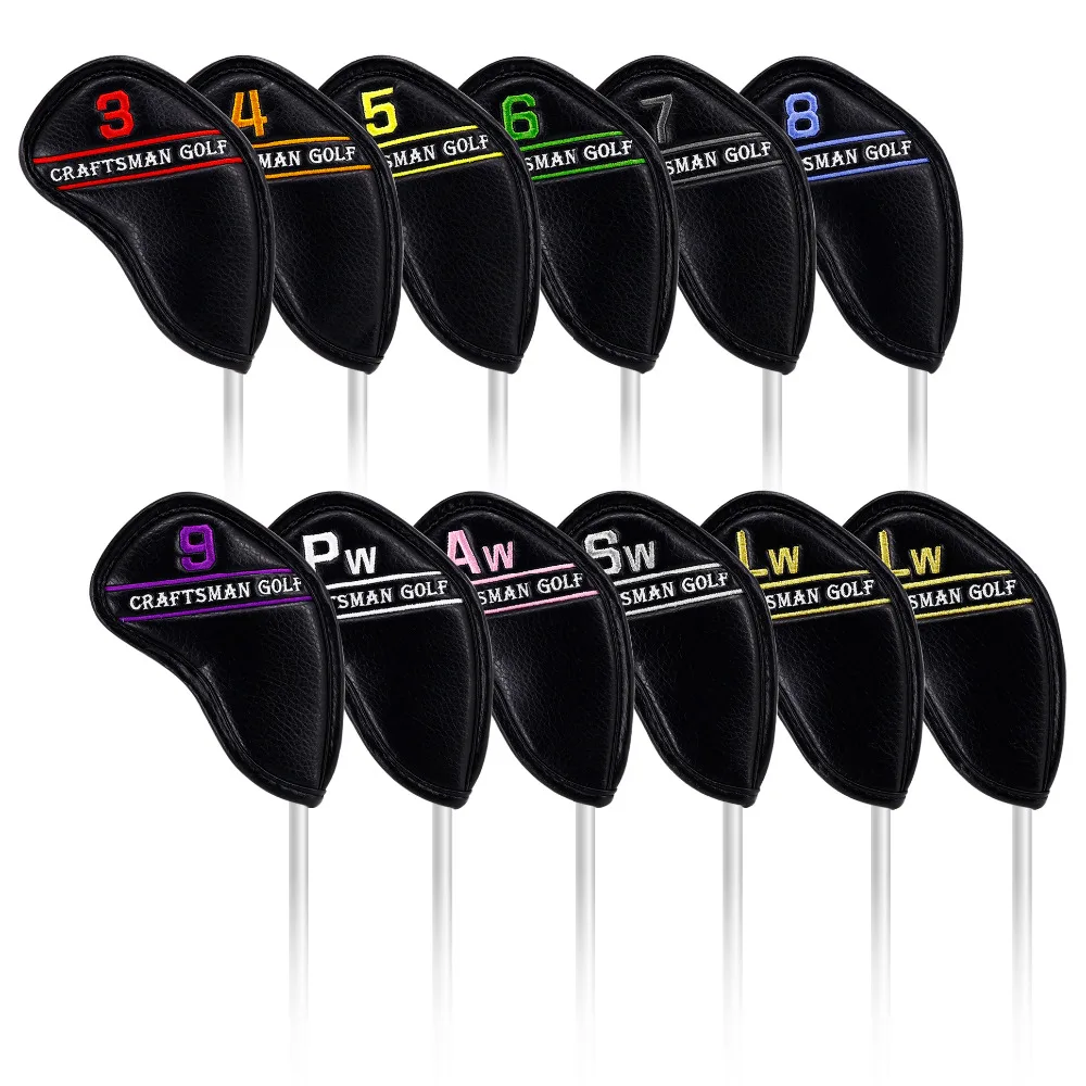 Craftsman Golf Iron Headcover красочный номер из искусственной кожи 12PCS(3 ~ 9 A P S L L)|golf iron headcovers|iron