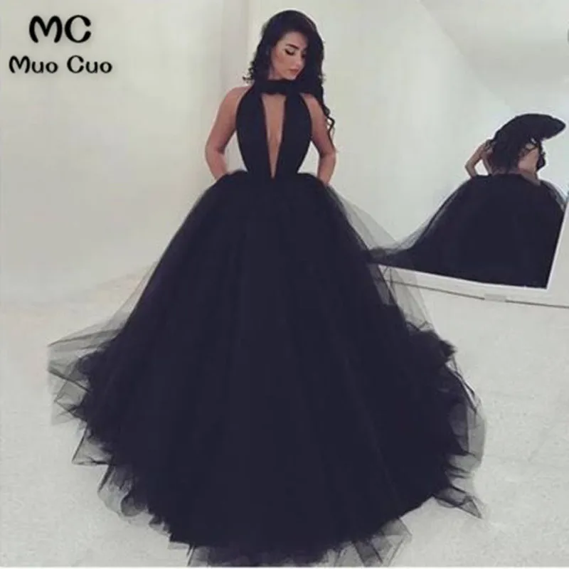 Elegant Black Ball Gown Evening Prom Dresses Long Tulle Halter Backless Tulle Formal Evening Party Dress Custom Made
Elegant Black Ball Gown Evening Prom Dresses Long Tulle Halter Backless Tulle Formal Evening Party Dress Custom Made