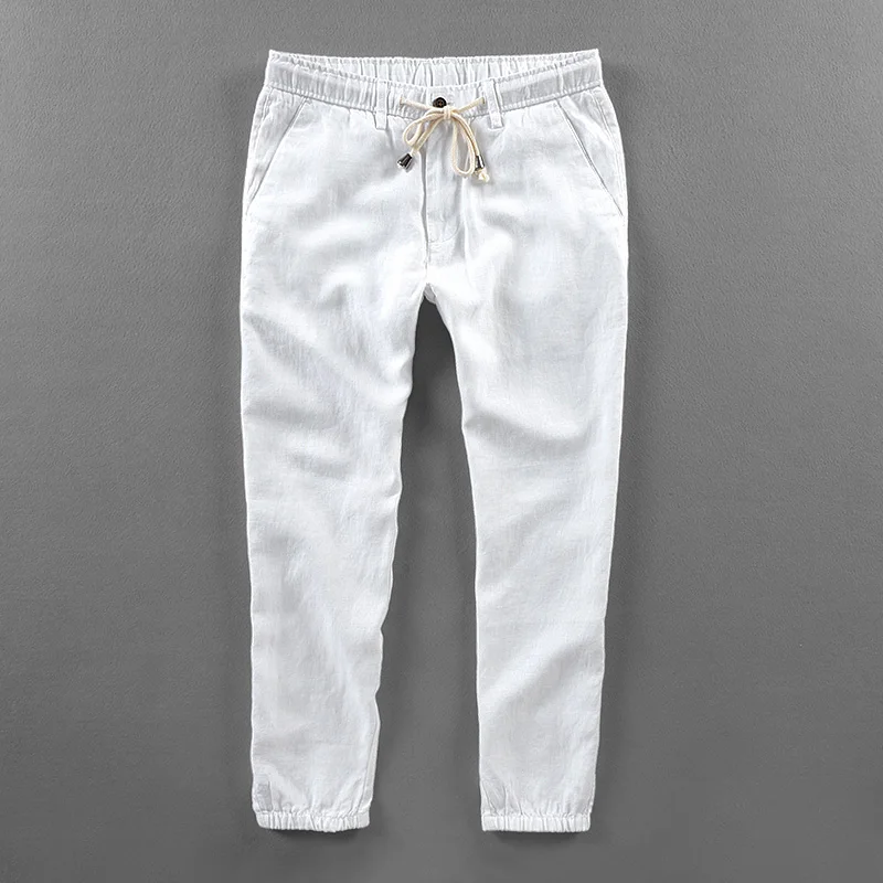 Italy 30-40 Elastic waist linen brand pants men summer white casual trousers men solid fashion breathable pants mens pantaloni
Italy 30-40 Elastic waist linen brand pants men summer white casual trousers men solid fashion breathable pants mens pantaloni