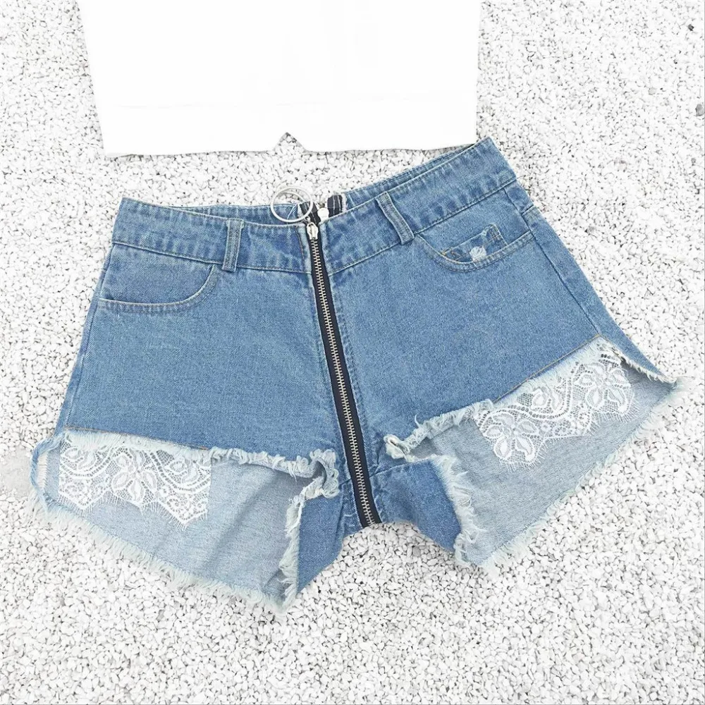 Women Summer Denim Shorts Jeans High Waists Sexy Spring Hole Lace Zipper Pockets Mini Feminino Casual Clothing Y620
Women Summer Denim Shorts Jeans High Waists Sexy Spring Hole Lace Zipper Pockets Mini Feminino Casual Clothing Y620