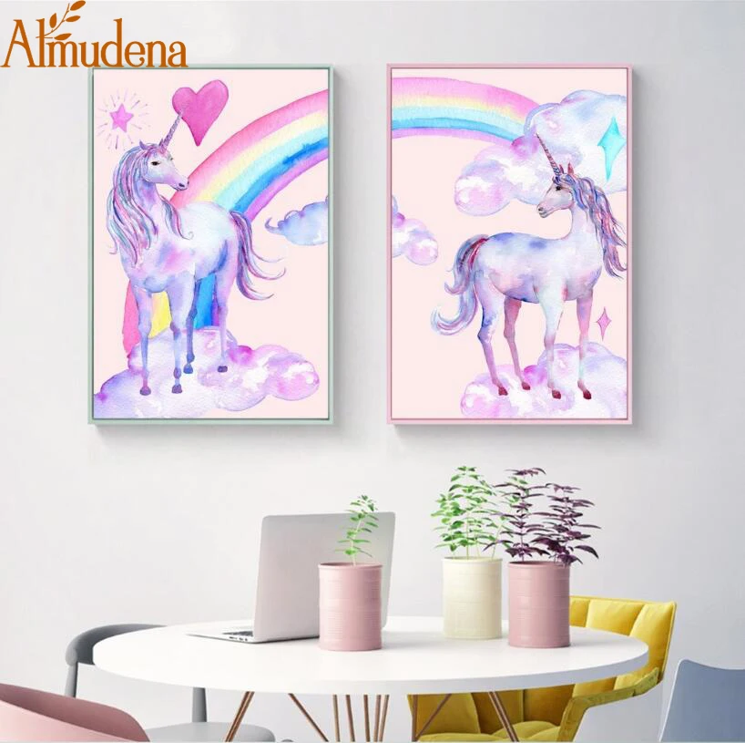Nordic Posters and Prints Cartoon Rainbow and Horse Wall Art Pictures Watercolor Unicorn Canvas Painting Kids Room Decoration
Nordic Posters and Prints Cartoon Rainbow and Horse Wall Art Pictures Watercolor Unicorn Canvas Painting Kids Room Decoration