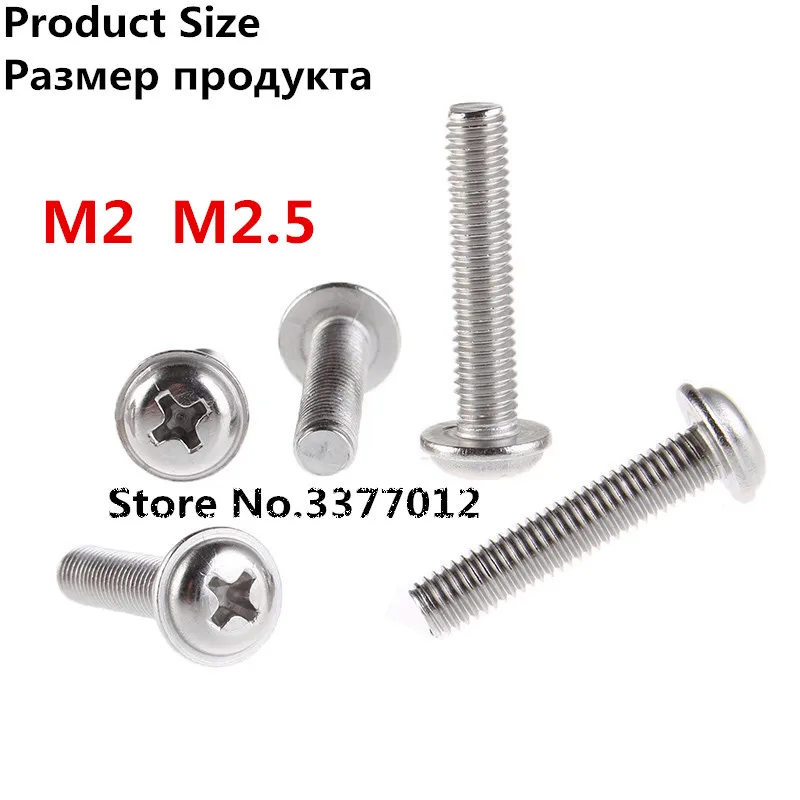 50pcs/lot 304 stainless steel round head screw M2 M2.5 Pan head with pad screw PWM With dental screw
50pcs/lot 304 stainless steel round head screw M2 M2.5 Pan head with pad screw PWM With dental screw