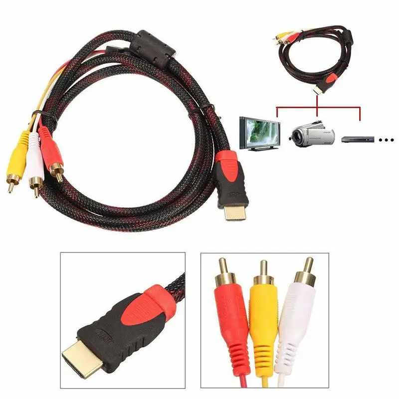 Кабель переходник EastVita HDMI папа 3RCA 5FT кабель 3 RCA AV патч корд для HDTV VGA новый r19|Кабели