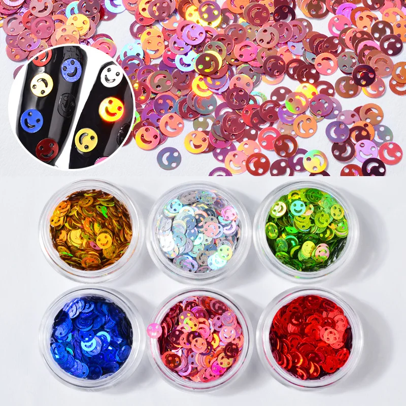6pcs Lacer Colorful Nail Glitter Sequin Mixed Round Smile Face DIY Flake Nail Art Decorations Nails Accessories
6pcs Lacer Colorful Nail Glitter Sequin Mixed Round Smile Face DIY Flake Nail Art Decorations Nails Accessories