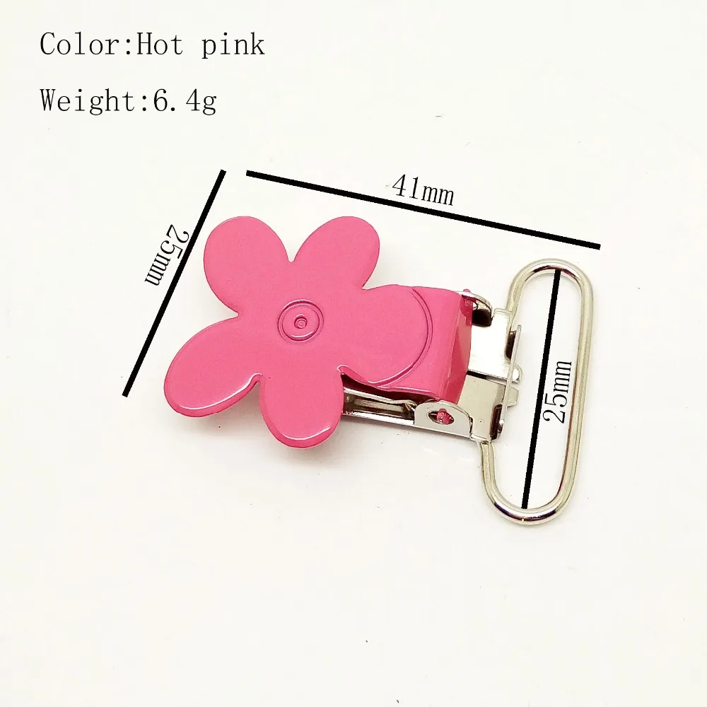 20 pcs per lot 25mm metal suspender clip painted flower pacifier holder clip enamel suspender clips with hot pink
20 pcs per lot 25mm metal suspender clip painted flower pacifier holder clip enamel suspender clips with hot pink