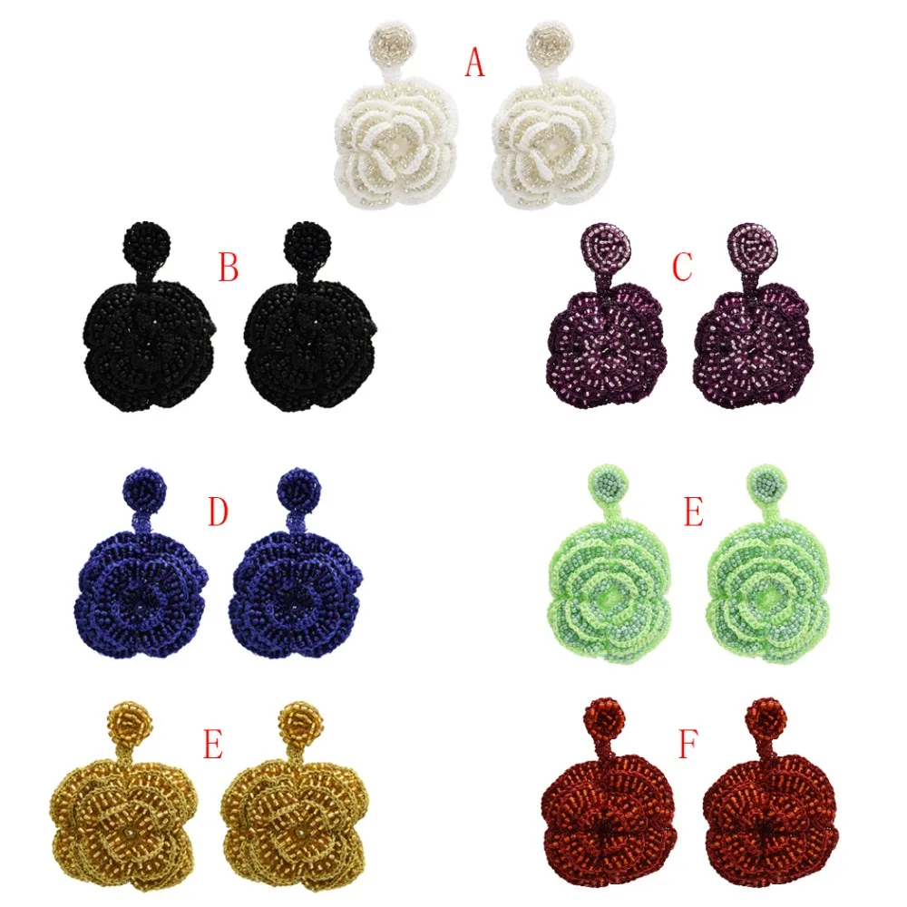 Bohemian Handmade White Black Big Chunky Rose Flower Earrings Ethnic Resin Beaded Weave Dangle Earrings Drop For wedding Women.
Bohemian Handmade White Black Big Chunky Rose Flower Earrings Ethnic Resin Beaded Weave Dangle Earrings Drop For wedding Women.