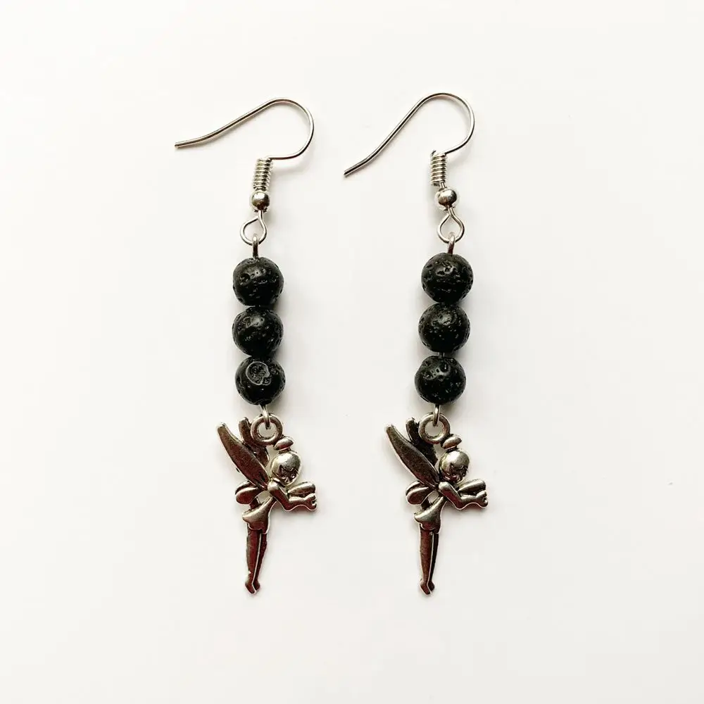 6mm Natural Lava Rock Stone Beads Drop Dangle Earrings Tibetan Silver Fairy Angel Jewellery Pendant Charms Earrings Handmade
6mm Natural Lava Rock Stone Beads Drop Dangle Earrings Tibetan Silver Fairy Angel Jewellery Pendant Charms Earrings Handmade