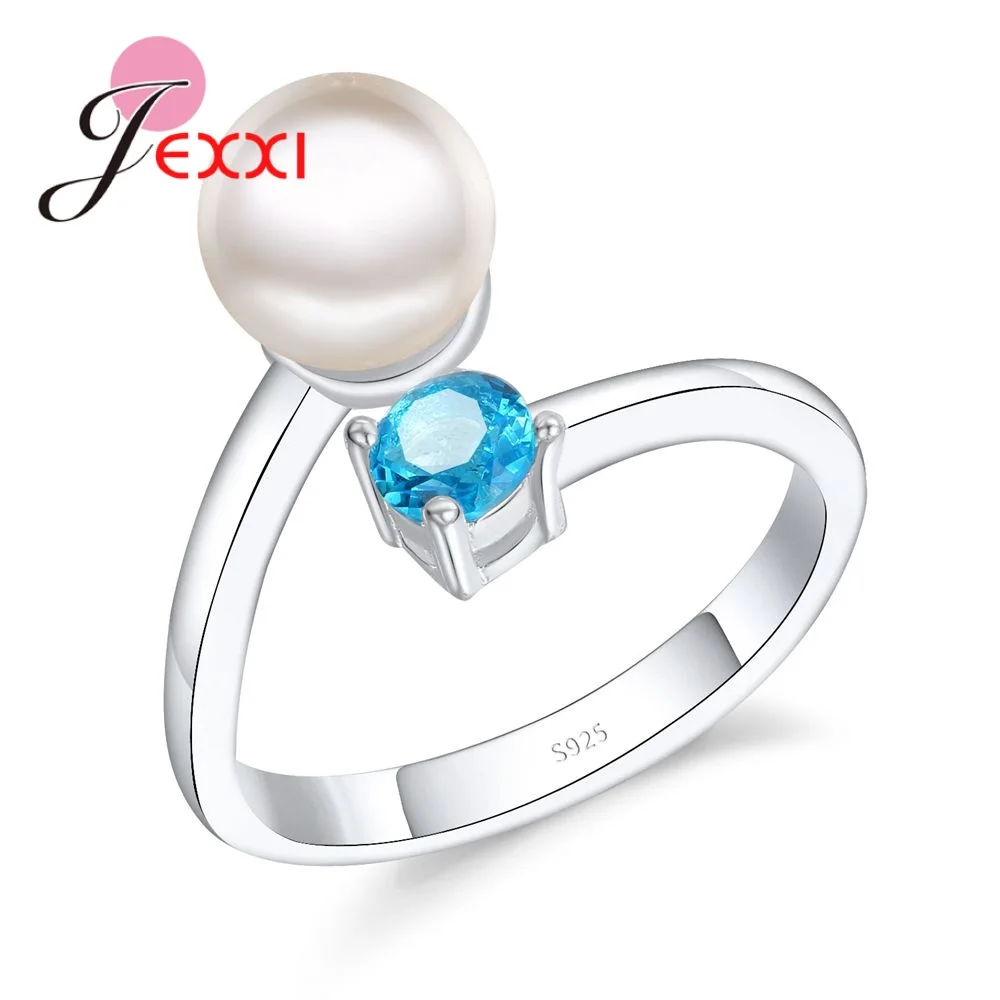 Female Open 925 Sterling Silver Rings Romantic Sweet Style With Blue Cubic Zirconia CZ Stone And Man-Made Pearl
Female Open 925 Sterling Silver Rings Romantic Sweet Style With Blue Cubic Zirconia CZ Stone And Man-Made Pearl