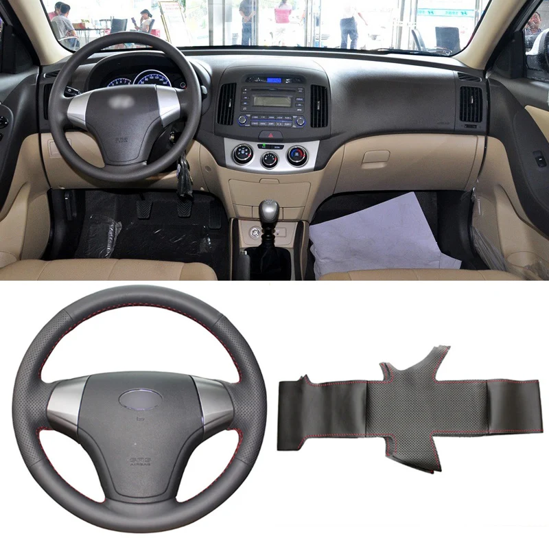 Чехол для руля Hyundai Elantra 2008 2010 с пришивкой своими руками|leather steering wheel cover|steering coverwheel