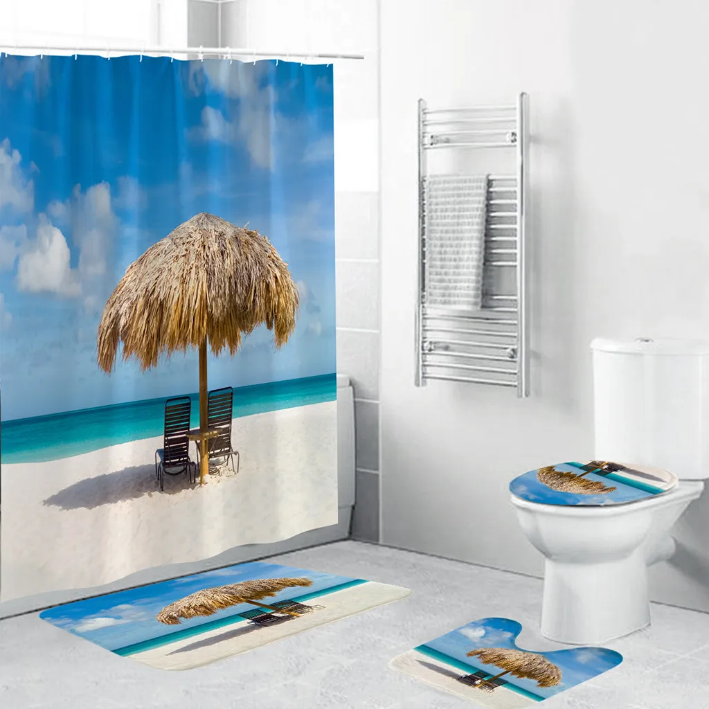 Ouneed Shower Curtains set 4PCS Non Slip Beach style pattern Toilet Polyester Cover Mat Set starfish Bathroom Shower Curtain new
Ouneed Shower Curtains set 4PCS Non Slip Beach style pattern Toilet Polyester Cover Mat Set starfish Bathroom Shower Curtain new