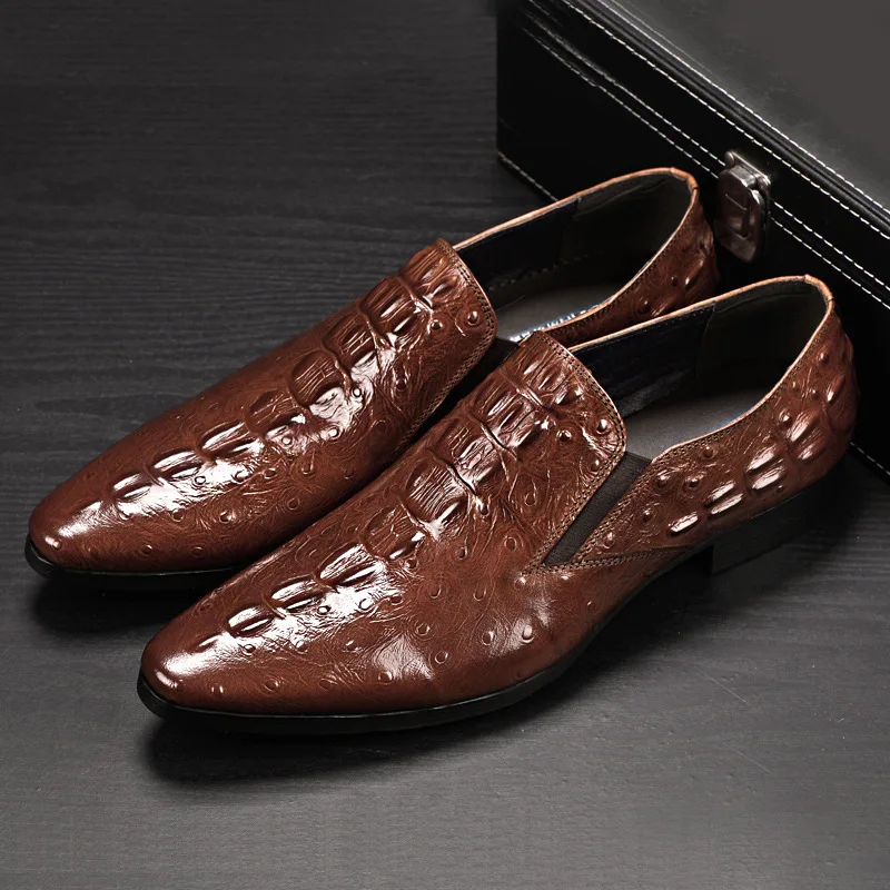 Spring/Autumn Ostrich Style Black/Red Loafers Pointed Toe Slip-On Genuine Leather Wedding Oxford Dress Office Mens Shoes
Spring/Autumn Ostrich Style Black/Red Loafers Pointed Toe Slip-On Genuine Leather Wedding Oxford Dress Office Mens Shoes