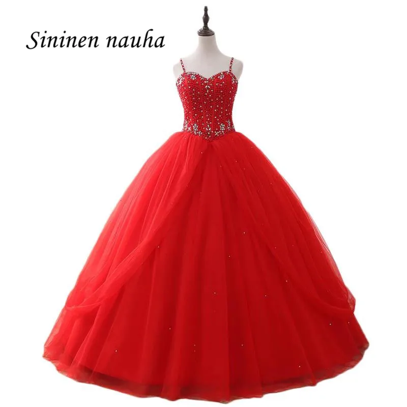 Длинные бальные платья Quinceanera бальное платье из тюля с бисером и кристаллами для