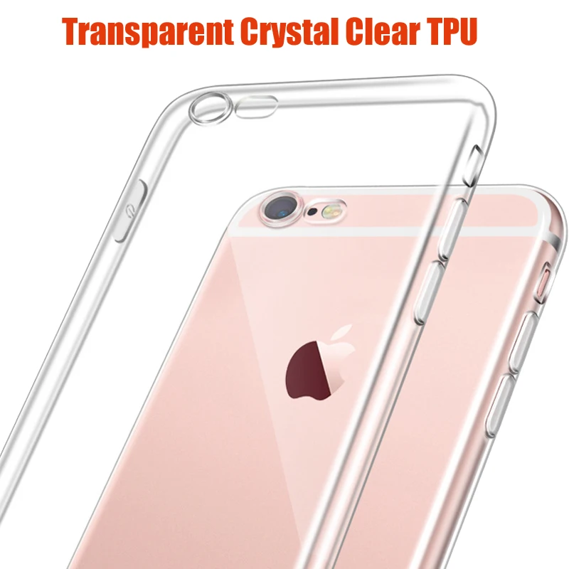 (10 шт./лот) чехол для телефона мягкий TPU iPhone 5 6 6s 7 Plus прозрачный кристально чистый
