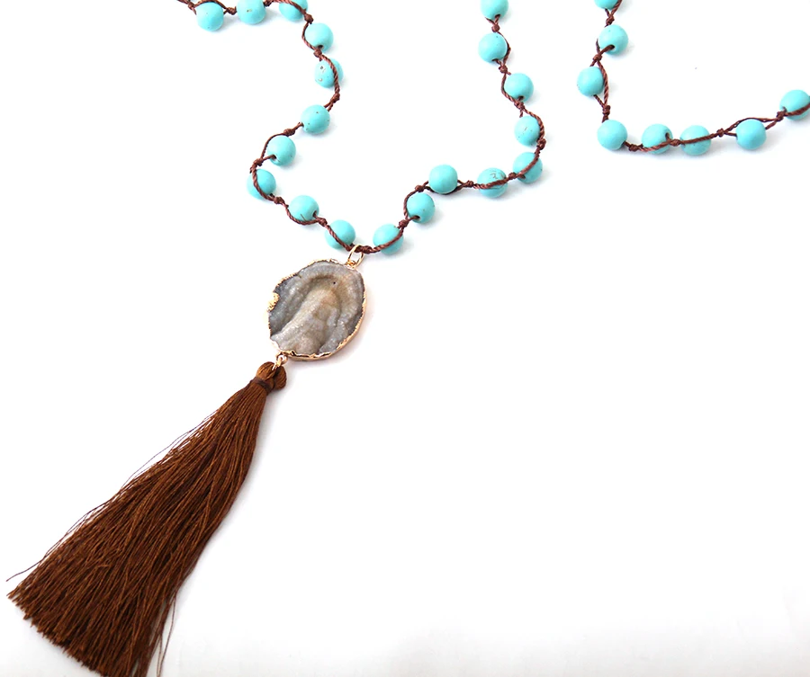 Fashion White Stones Knotted Rope Druzy Link Long Tassel Necklace Handmade Women Natural Stone Necklace
Fashion White Stones Knotted Rope Druzy Link Long Tassel Necklace Handmade Women Natural Stone Necklace