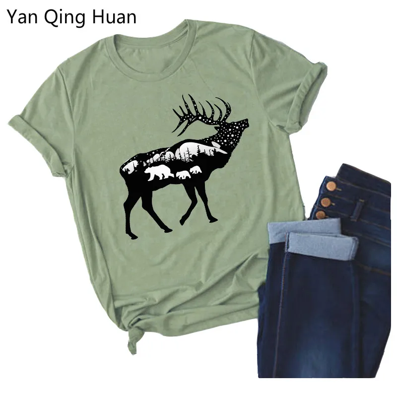 Yan Qing Huan 2019 Summer Hot New Christmas Deer Animal Pattern Tees Round Neck Print Slim Tops Short-sleeved Women's T-shirt
Yan Qing Huan 2019 Summer Hot New Christmas Deer Animal Pattern Tees Round Neck Print Slim Tops Short-sleeved Women's T-shirt