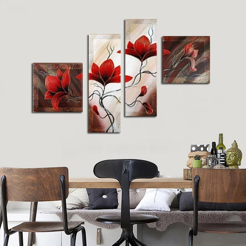 MODERN ABSTACT OIL PAINTING 100% HAND PAINTED RED FLOWER 4PANELS DECORATIVE WALL PICTURES HOME DECOR
MODERN ABSTACT OIL PAINTING 100% HAND PAINTED RED FLOWER 4PANELS DECORATIVE WALL PICTURES HOME DECOR