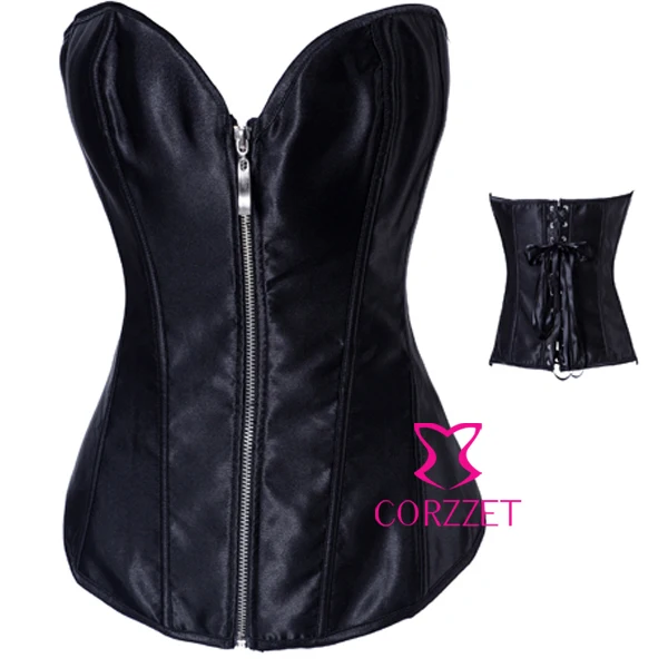 Zip Front Satin Bustier Top Black Corset Corselet Overbust Gaine Amincissante Sexy Corpete E Corseletes Espartilhos
Zip Front Satin Bustier Top Black Corset Corselet Overbust Gaine Amincissante Sexy Corpete E Corseletes Espartilhos