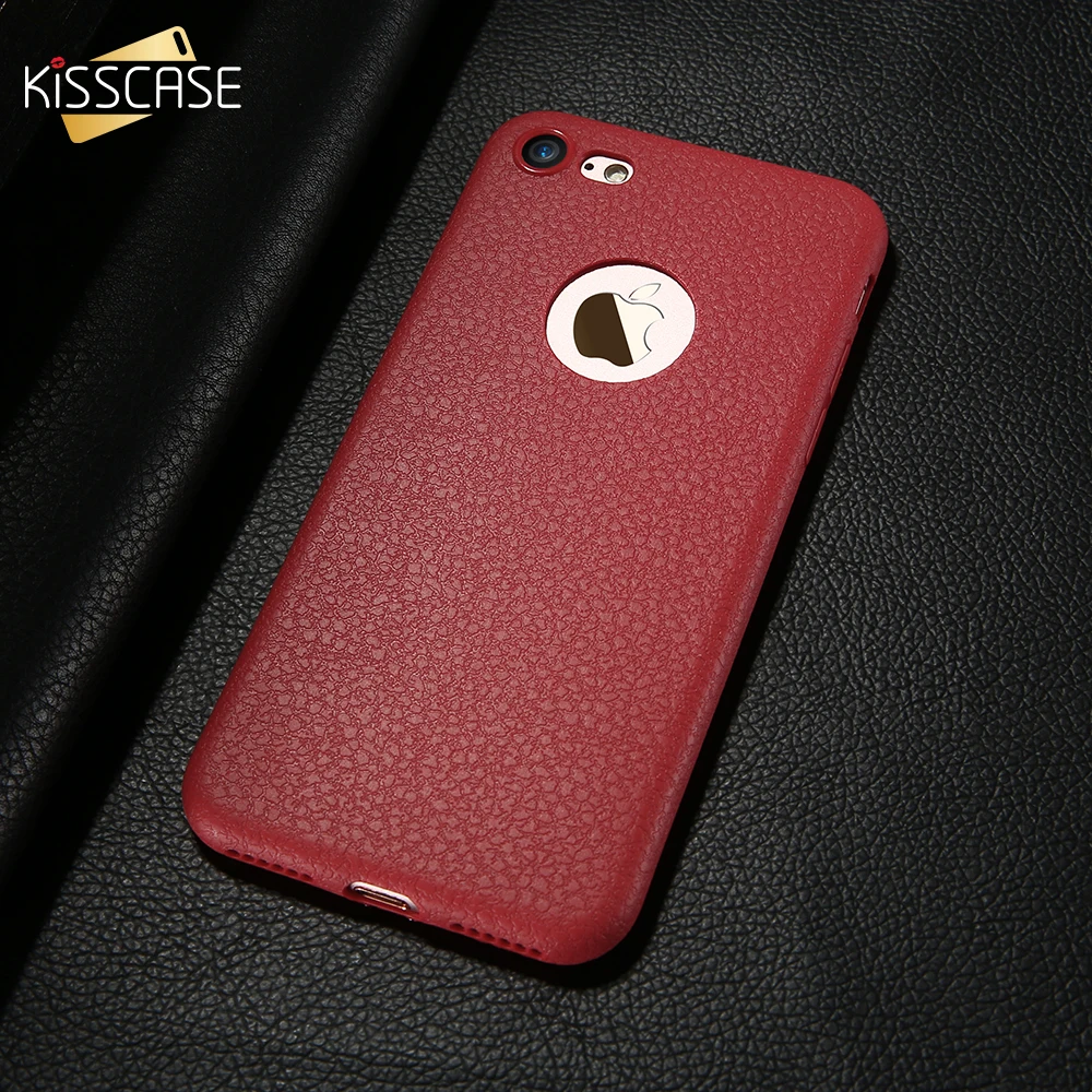 Ультратонкий ТПУ чехол KISSCASE с текстурой кожи для iPhone X XR XS Max винтажные Чехлы 6 6s 7 8