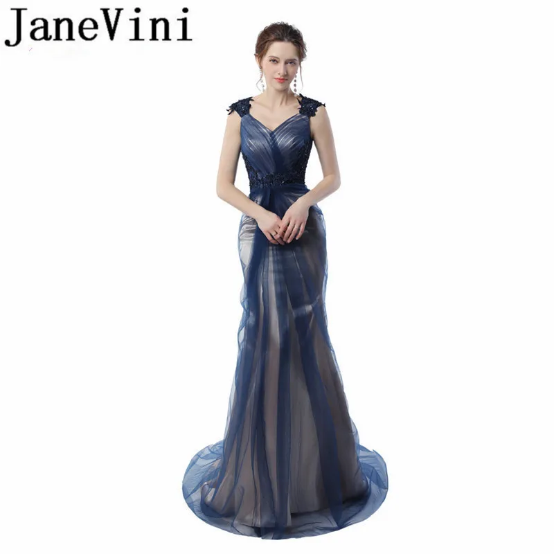 JaneVini Chic Mermaid Beads Sequined Mother Of The Bride Dresses V Neck Lace Appliques Tulle Sweep Train Open Back Evening Gowns
JaneVini Chic Mermaid Beads Sequined Mother Of The Bride Dresses V Neck Lace Appliques Tulle Sweep Train Open Back Evening Gowns
