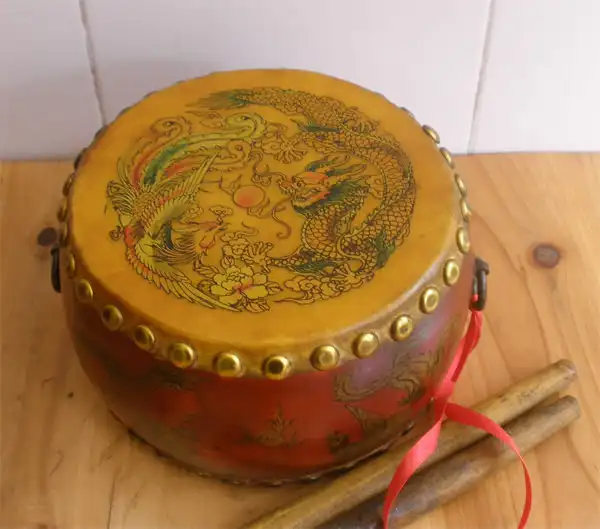 10 6 "Винтажный китайский дракон Стиль палисандр Кожа барабан Перкуссия (низкий