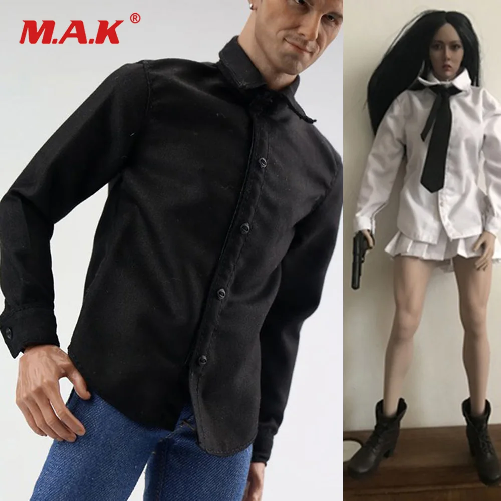1/6 весы мужской/женской фигуры одежда белый/черный Цвет Топ рубашка модельный топ