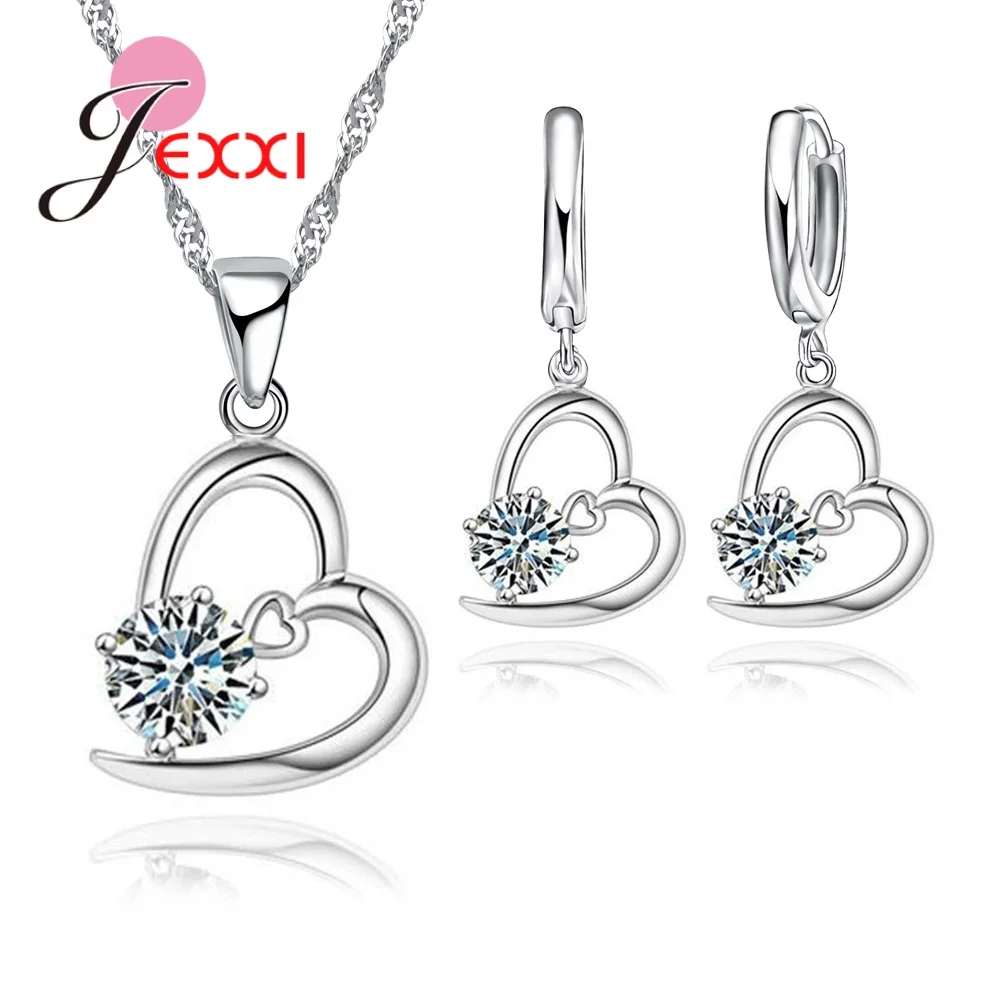 Shiny Heart Jewelry Sets for Women Fashion Hollow Crystal Necklace/Earrings Set 925 Sterling Silver White Purple Pendant
Shiny Heart Jewelry Sets for Women Fashion Hollow Crystal Necklace/Earrings Set 925 Sterling Silver White Purple Pendant