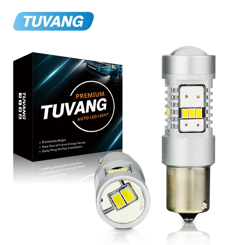 2x BA15S P21W Автомобильный задний фонарь 1156 светодиодный S25 3020 14SMD теплый белый