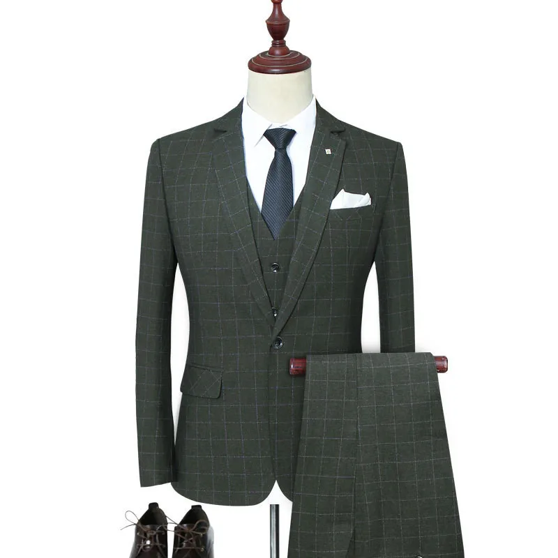 Men's suits are now popular new men's business casual plaid suit three-piece suit (jacket + pants + vest) wedding groom dress
Men's suits are now popular new men's business casual plaid suit three-piece suit (jacket + pants + vest) wedding groom dress