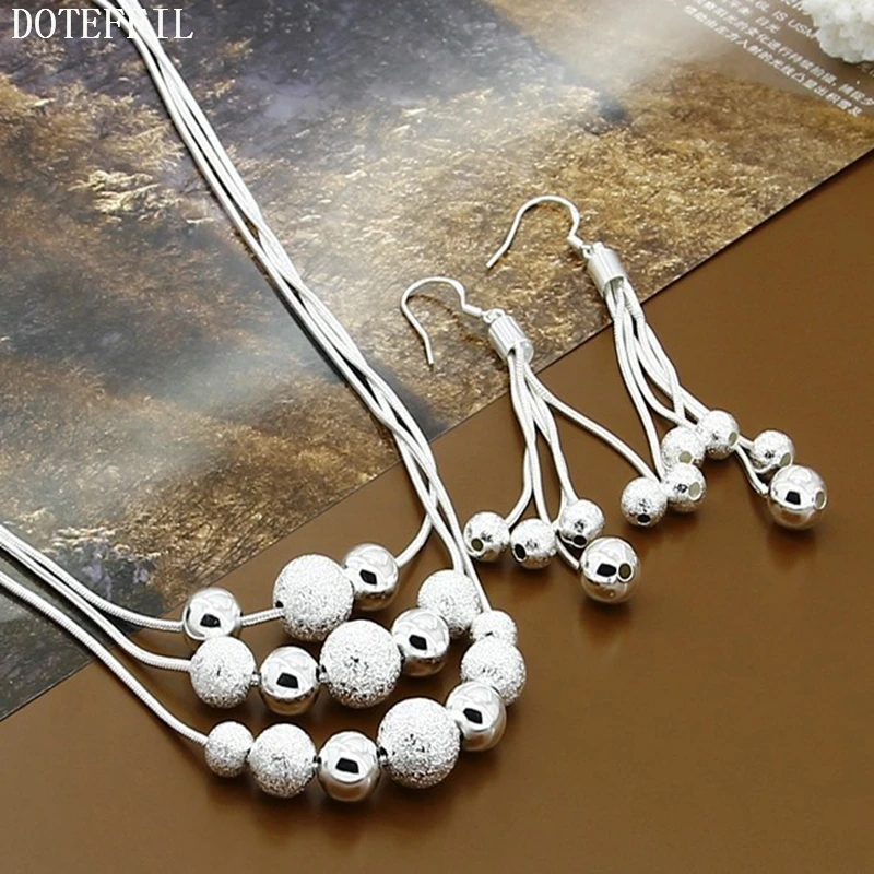 DOTEFFIL 925 Sterling Silver Smooth Matte Bead Snake Chain Necklace Earring Set For Woman Wedding Engagement Party Charm Jewelry
DOTEFFIL 925 Sterling Silver Smooth Matte Bead Snake Chain Necklace Earring Set For Woman Wedding Engagement Party Charm Jewelry