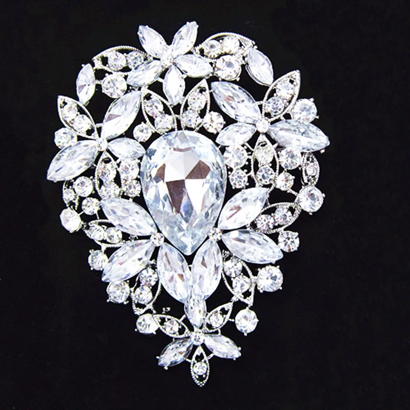 Big 3.6 Inch Large Crystal Flower Pin Brooch Luxury Wedding Jewelry | Украшения и аксессуары