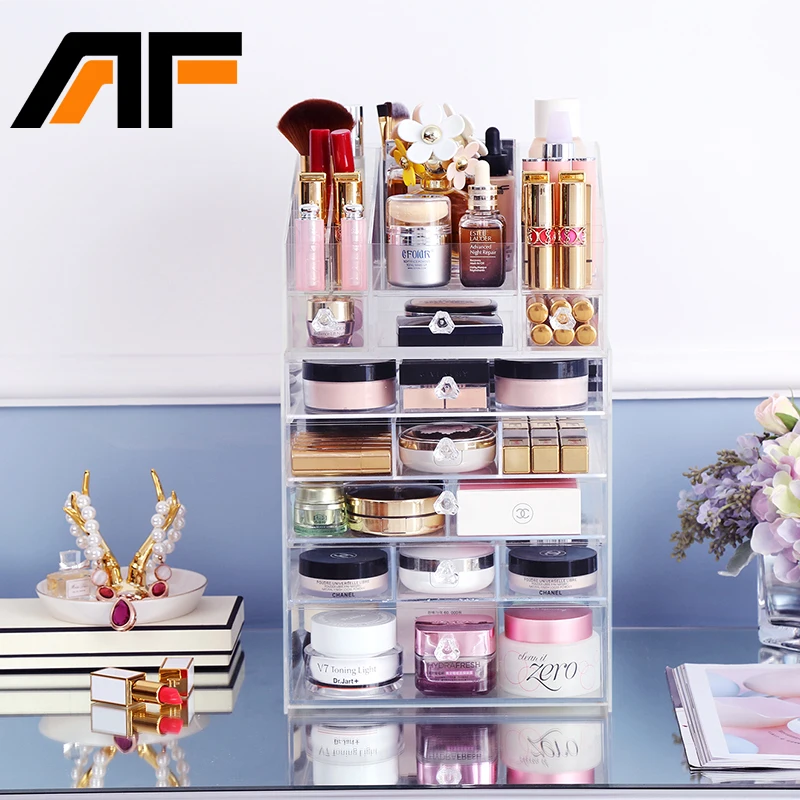 AF новая многофункциональная коробка для хранения органайзер макияжа акриловый