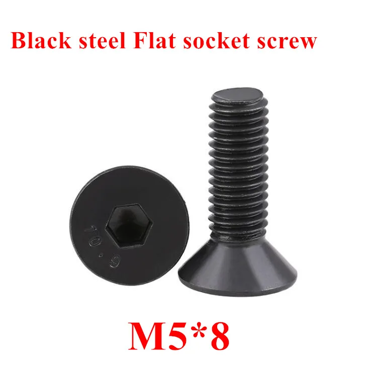 100pcs M5*8 Black Bolts DIN7991 Black steel 10.9 grade M5x8mm Hex socket flat head cap screw Countersunk head Screws Bolts
100pcs M5*8 Black Bolts DIN7991 Black steel 10.9 grade M5x8mm Hex socket flat head cap screw Countersunk head Screws Bolts