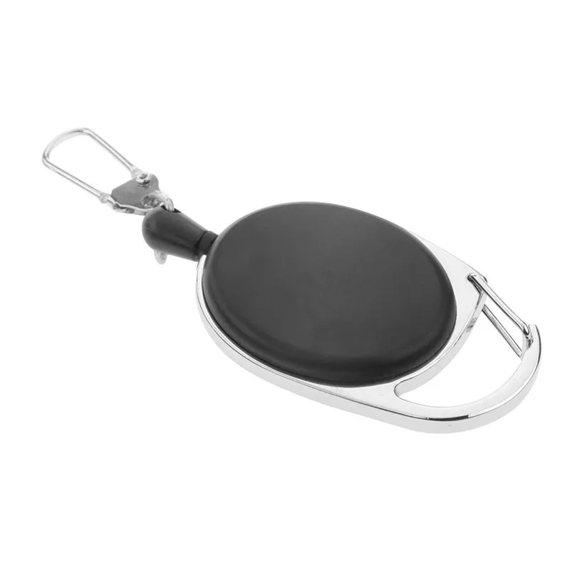 Heavy Duty Retractable Carabiner Badge Tinker Reels 60cm Pull Wire with Key Ring Clip Black | Украшения и аксессуары