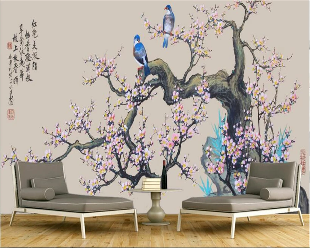 beibehang New Chinese Fashion Classic Wallpaper Ink Plum Blossom and Magpie Play TV Background Wall papel de parede 3d wallpaper
beibehang New Chinese Fashion Classic Wallpaper Ink Plum Blossom and Magpie Play TV Background Wall papel de parede 3d wallpaper
