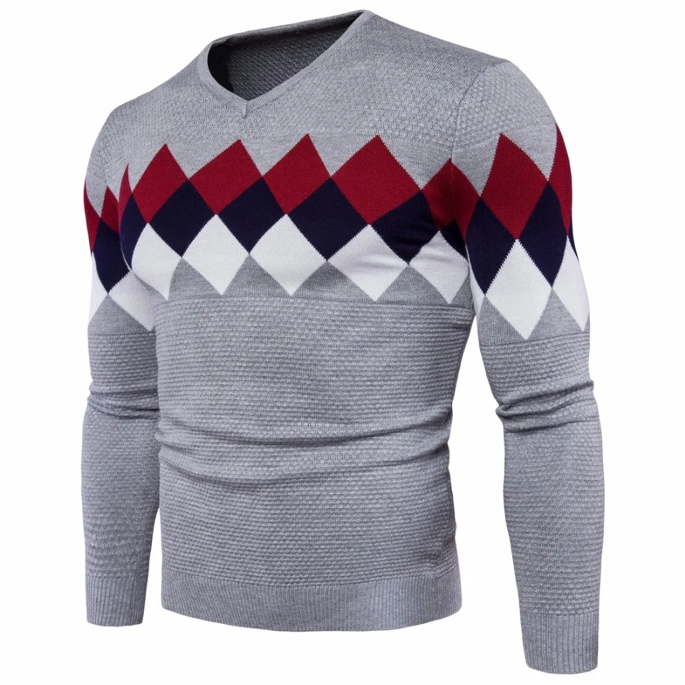 2019 Fashion Men's Stitching Color Slim Long Sleeve Sweater for Male Autumn Winter Men's Cotton V-neck Lattice-style Sweaters
2019 Fashion Men's Stitching Color Slim Long Sleeve Sweater for Male Autumn Winter Men's Cotton V-neck Lattice-style Sweaters