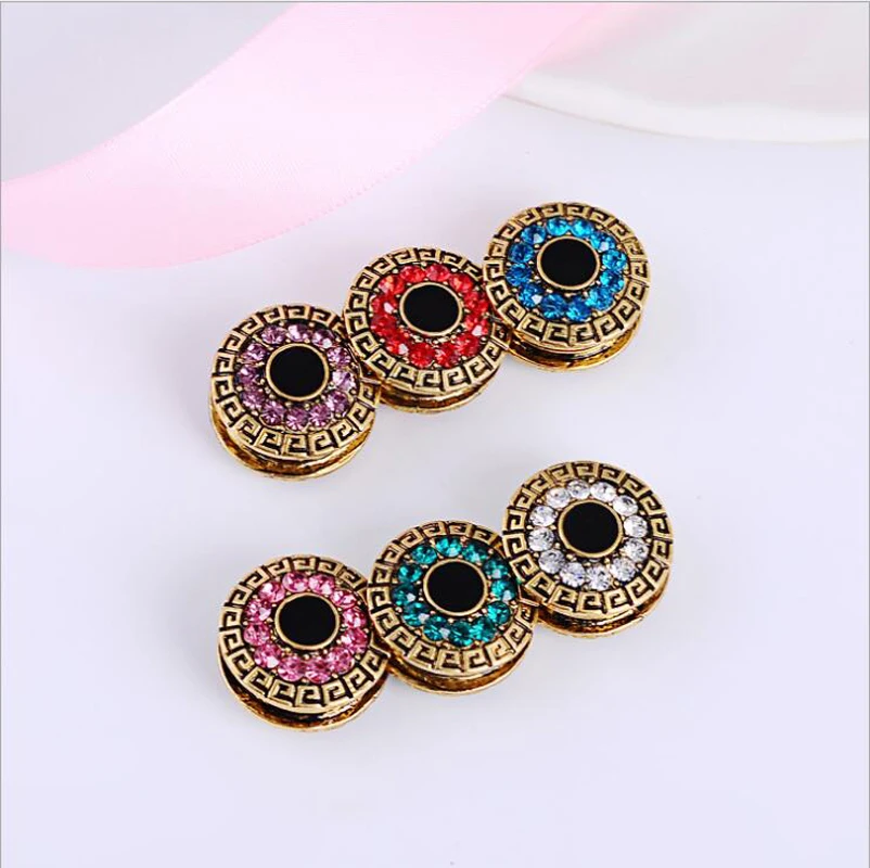 12pcs/lot mix color classic round magnet brooch hijab accessories muslim pin scarf buckle | Украшения и аксессуары