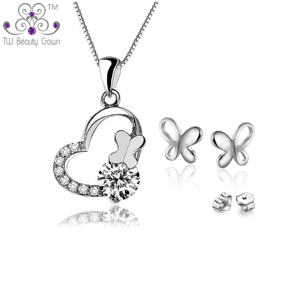 Real 925 Sterling Silver AAA Crystal Butterfly Pendants & Necklaces/Earrings Fashion Wedding & Engagement Party Jewelry Sets
Real 925 Sterling Silver AAA Crystal Butterfly Pendants & Necklaces/Earrings Fashion Wedding & Engagement Party Jewelry Sets