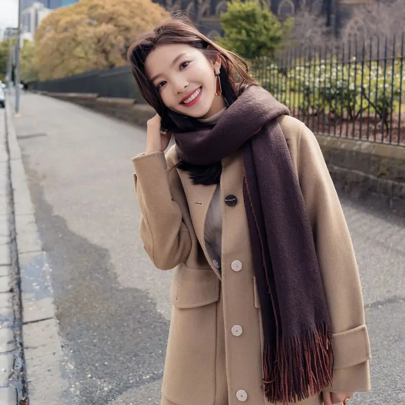 Корейский стиль 2020 Новая зимняя Женская шерстяная куртка Harajuku Модная тонкая