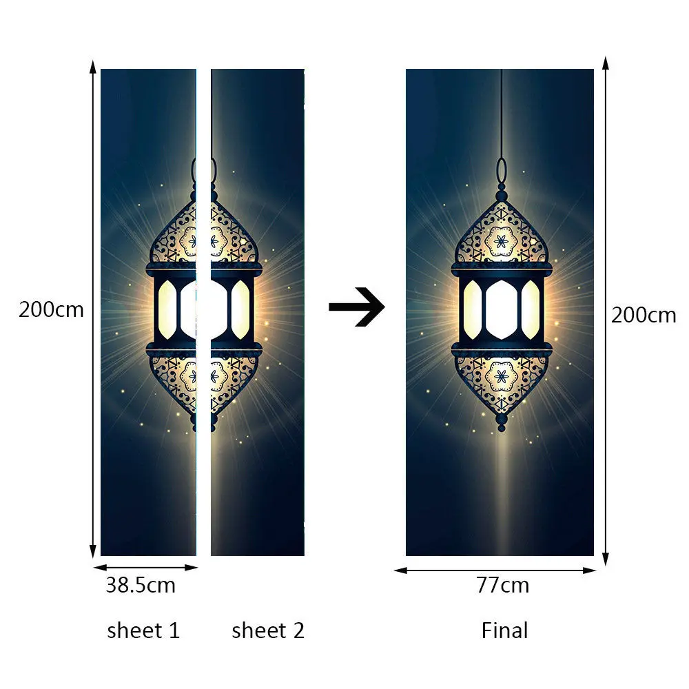 2pcs/set 3D Muslim DIY Door Art Mural Stickers Eid Decoration Wallpaper Home Decor Ramadan Kareem Blessings Lantern PVC Poster
2pcs/set 3D Muslim DIY Door Art Mural Stickers Eid Decoration Wallpaper Home Decor Ramadan Kareem Blessings Lantern PVC Poster