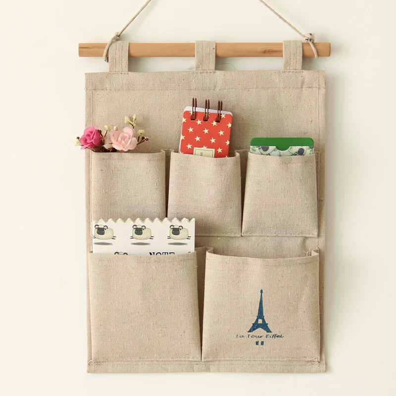 5 Pockets Wall Hanging Storage Bag Jute Linen Kitchen Bathroom Storage Tool Cosmetic Sundries Organiser Organizador
5 Pockets Wall Hanging Storage Bag Jute Linen Kitchen Bathroom Storage Tool Cosmetic Sundries Organiser Organizador