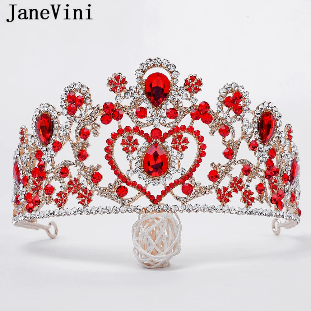 JaneVini Luxury Rhinestones Wedding Red Crowns and Tiaras Beaded Bridal Pageant Crown for Women Retro European Hair Accessories
JaneVini Luxury Rhinestones Wedding Red Crowns and Tiaras Beaded Bridal Pageant Crown for Women Retro European Hair Accessories