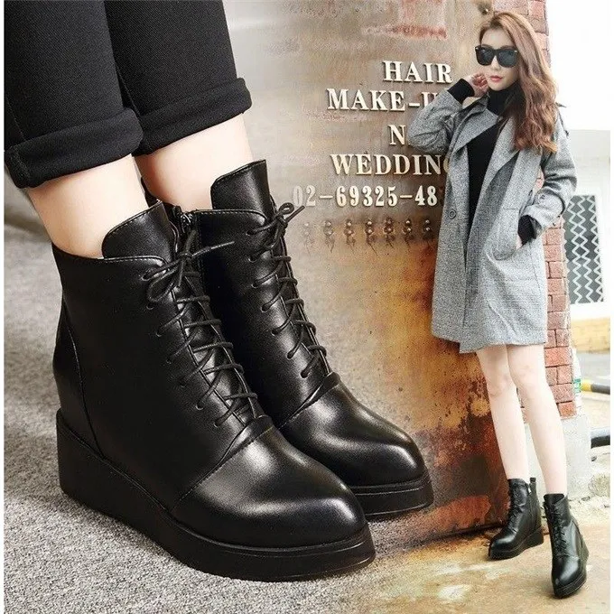 Autumn and Winter Women Wedges Boots Newest Tie Martin Boots Wedges with Increased High Heel Boots
Autumn and Winter Women Wedges Boots Newest Tie Martin Boots Wedges with Increased High Heel Boots