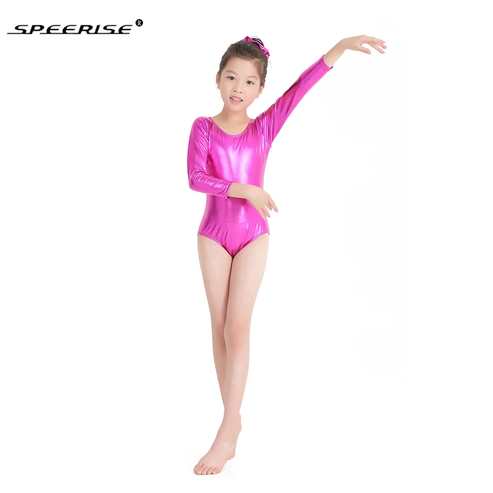 SPEERISE Купальник для балета танцев девочек Блестящий металлический гимнастика